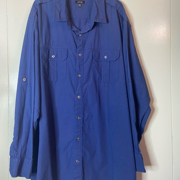 Apt 9 2XB blue mens longsleeve button down Shirt big & tall adjustable sleeves - Picture 6 of 8